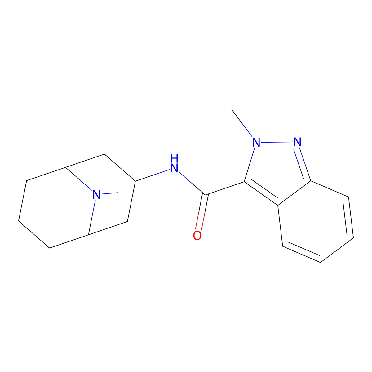 2-methyl-N-(9-methyl-9-azabicyclo[3.3.1]nonan-3-yl)indazole-3-carboxamide molecular structure, CAS 127472-42-8