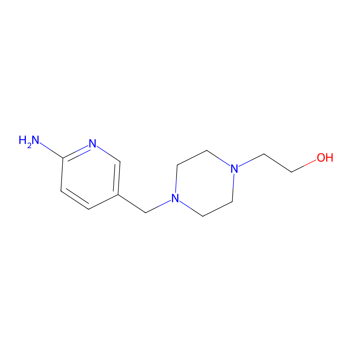 2-{4-[(6-Aminopyridin-3-yl)methyl]piperazin-1-yl}ethan-1-ol molecular structure, CAS 1274726-74-7