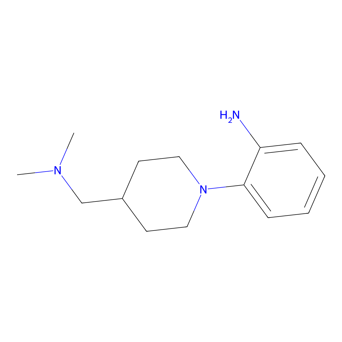 2-{4-[(Dimethylamino)methyl]piperidin-1-yl}aniline molecular structure, CAS 1274732-71-6
