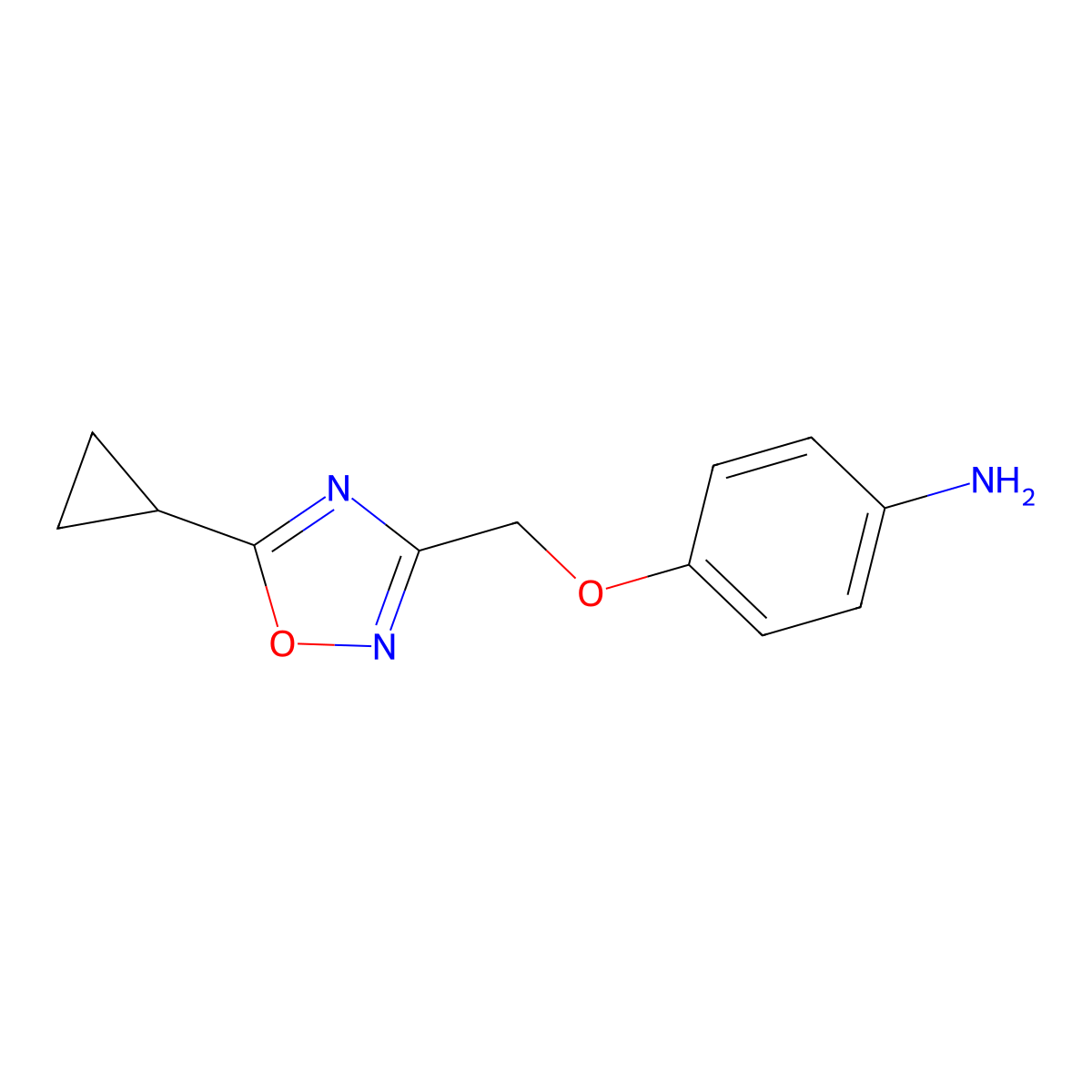 4-[(5-Cyclopropyl-1,2,4-oxadiazol-3-yl)methoxy]aniline molecular structure, CAS 1274739-20-6