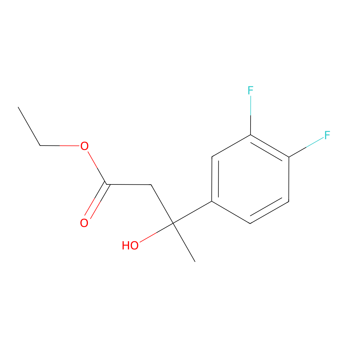 Ethyl 3-(3,4-difluorophenyl)-3-hydroxybutanoate molecular structure, CAS 1274753-06-8
