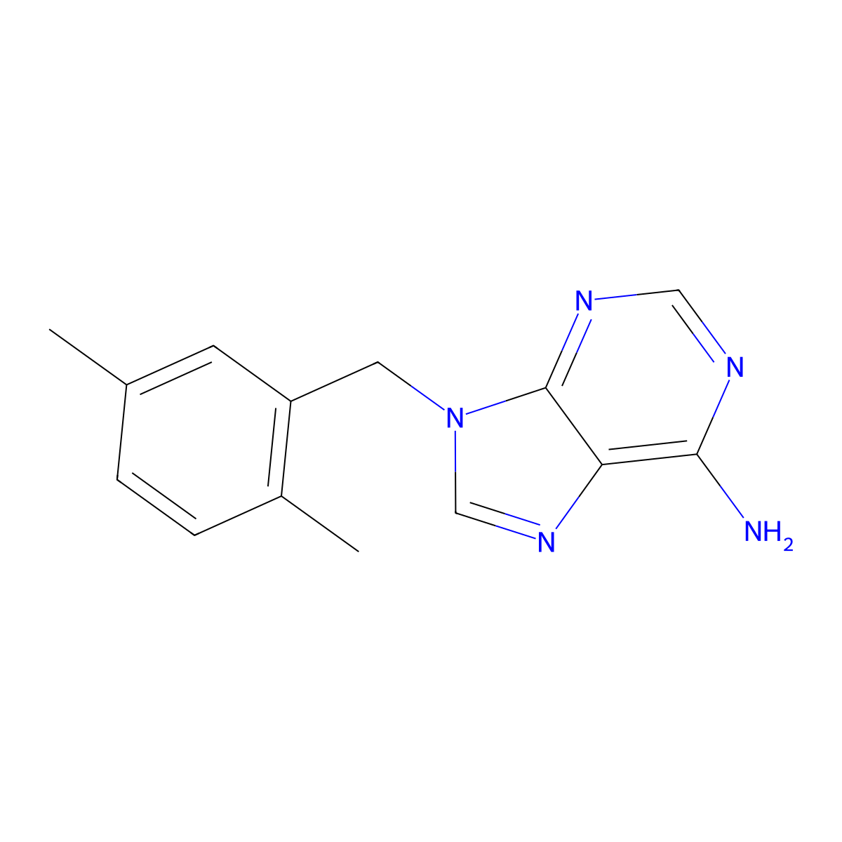 9-((2,5-dimethylphenyl)methyl)-9H-purin-6-amine molecular structure, CAS 1274765-20-6