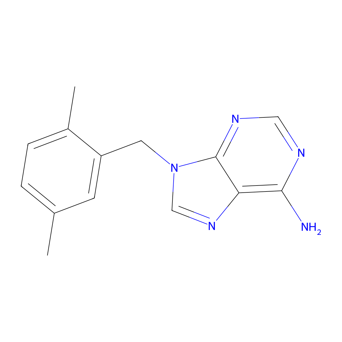 9-((2,5-dimethylphenyl)methyl)-9H-purin-6-amine molecular structure, CAS 1274765-20-6