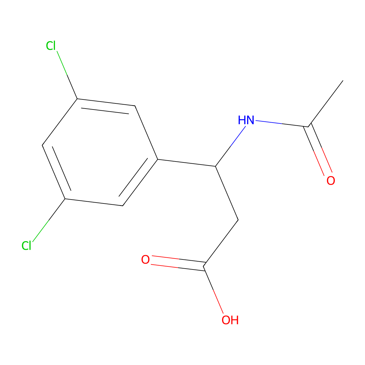 3-(3,5-Dichlorophenyl)-3-acetamidopropanoic acid molecular structure, CAS 1274788-10-1