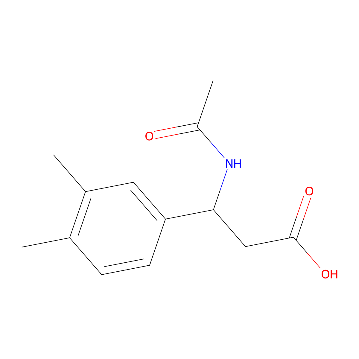 3-(3,4-Dimethylphenyl)-3-acetamidopropanoic acid molecular structure, CAS 1274788-16-7