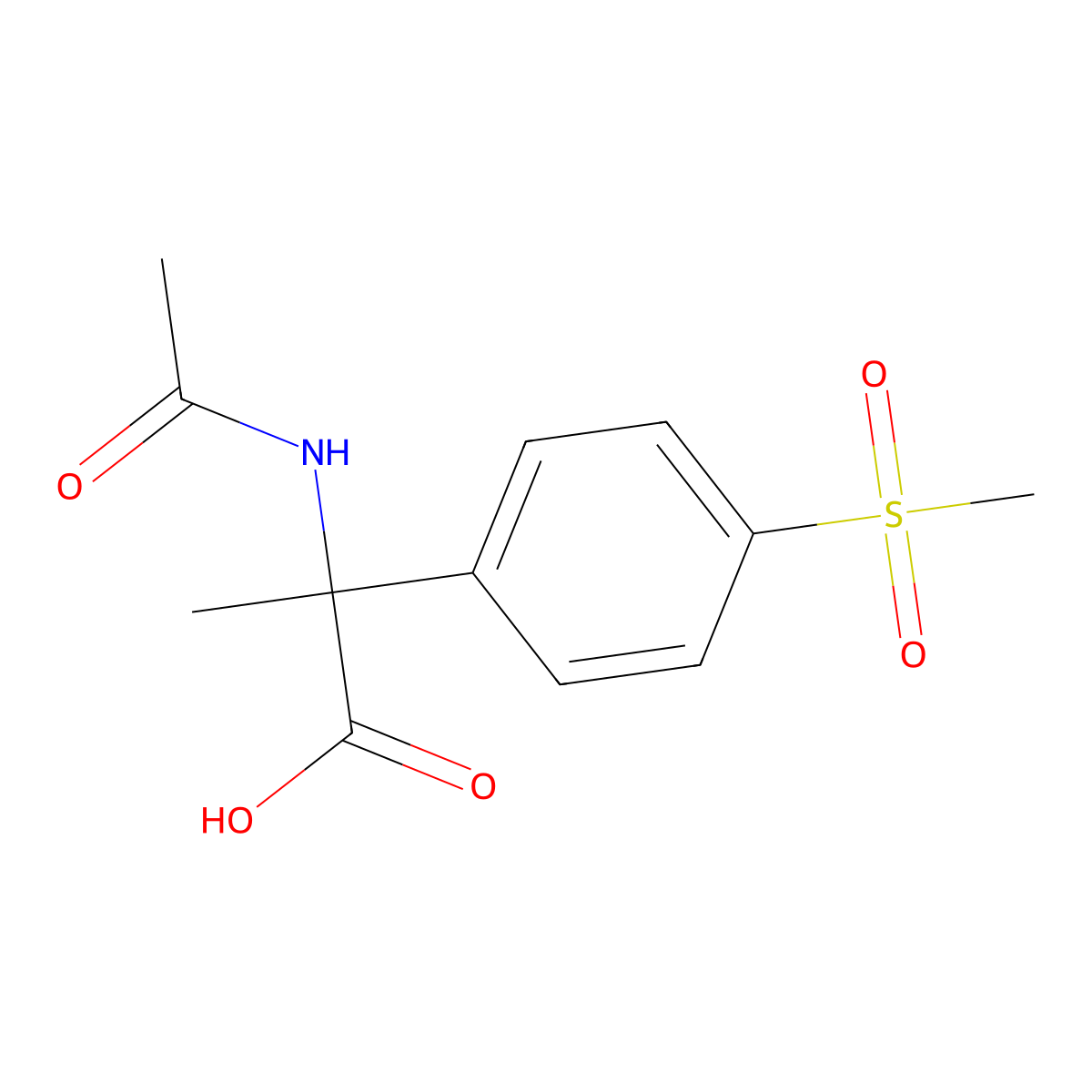 2-Acetamido-2-(4-methanesulfonylphenyl)propanoic acid molecular structure, CAS 1274791-41-1