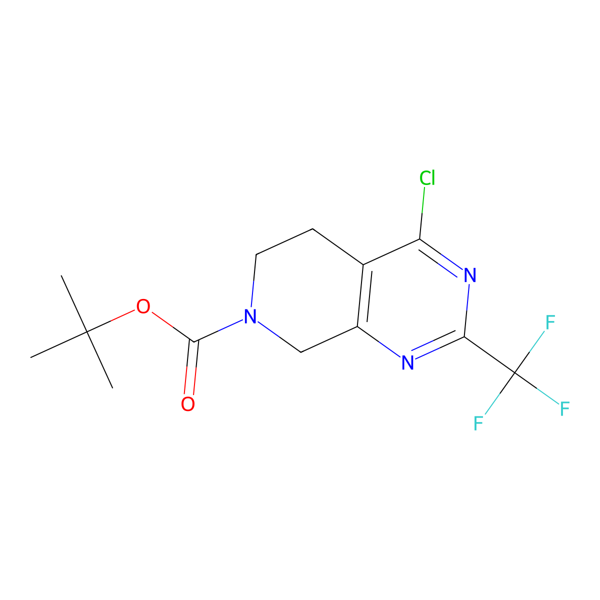 Tert-butyl 4-chloro-2-(trifluoromethyl)-5,6-dihydropyrido[3,4-D]pyrimidine-7(8H)-carboxylate molecular structure, CAS 1274804-46-4