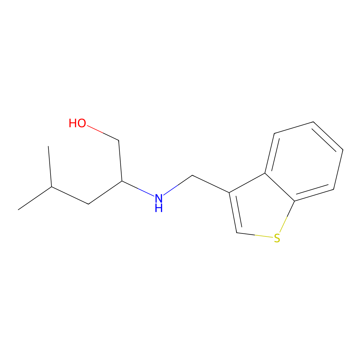 2-((Benzo[b]thiophen-3-ylmethyl)amino)-4-methylpentan-1-ol molecular structure, CAS 1274821-54-3