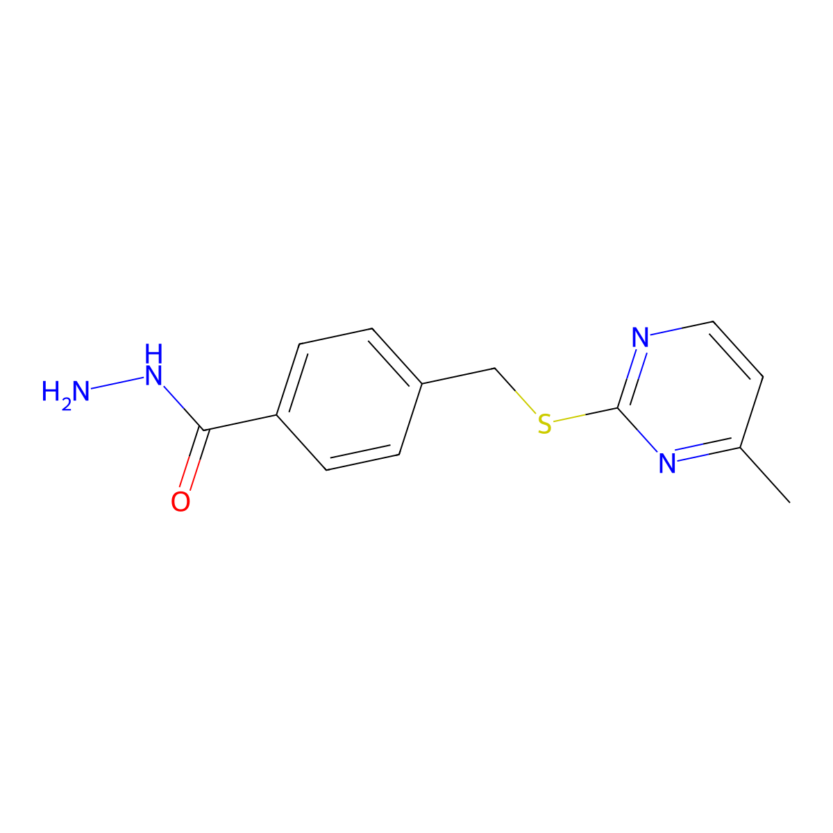 4-{[(4-Methylpyrimidin-2-yl)sulfanyl]methyl}benzohydrazide molecular structure, CAS 1274854-13-5