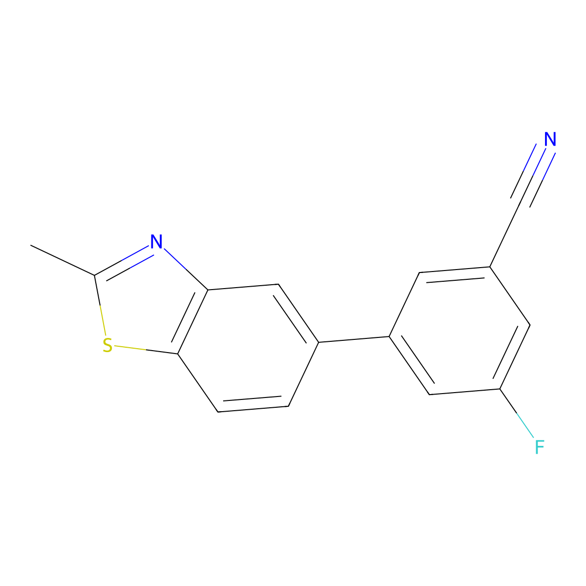 3-Fluoro-5-(2-methyl-1,3-benzothiazol-5-yl)benzonitrile molecular structure, CAS 1274859-33-4
