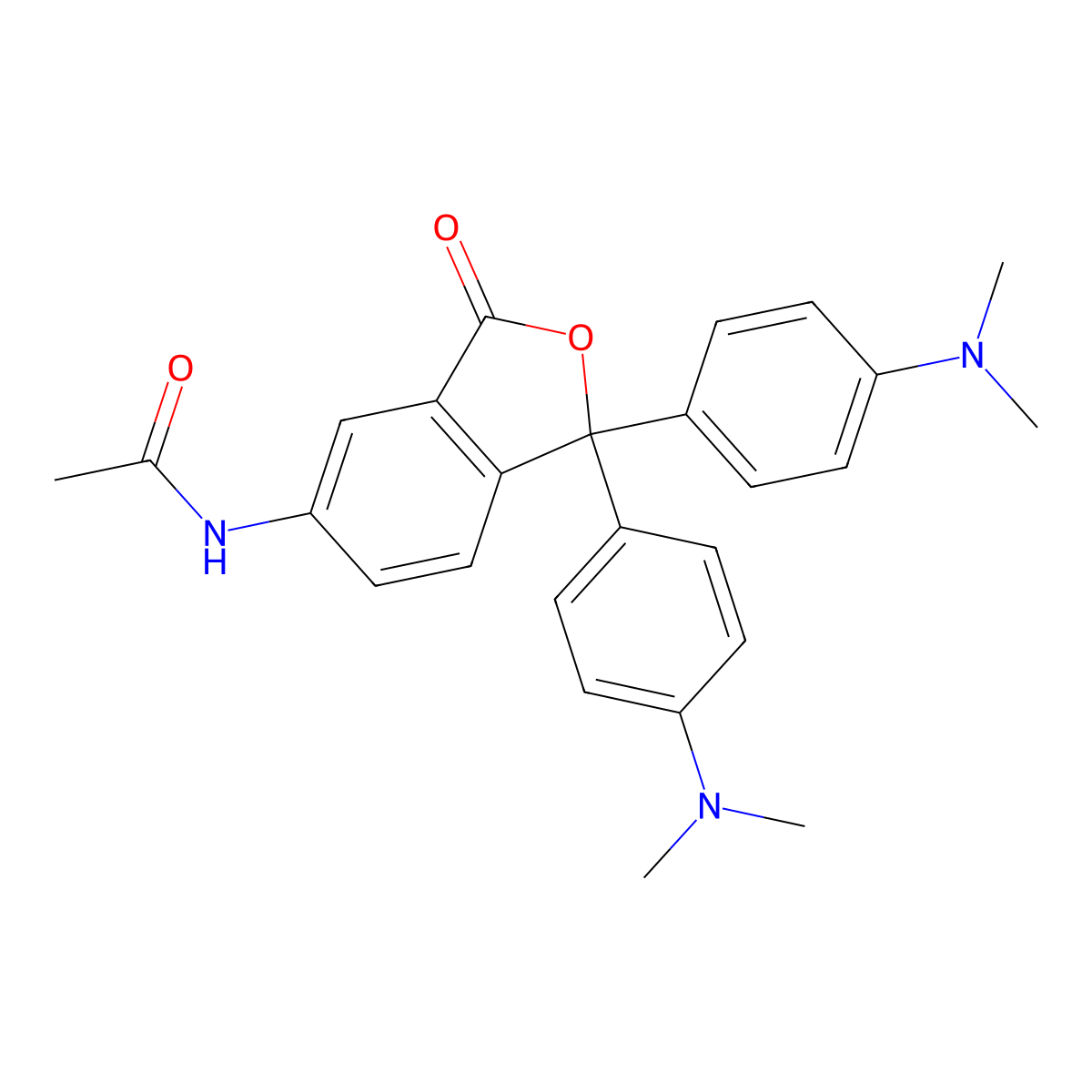 N-{1,1-bis[4-(dimethylamino)phenyl]-3-oxo-1,3-dihydro-2-benzofuran-5-yl}acetamide molecular structure, CAS 127487-21-2