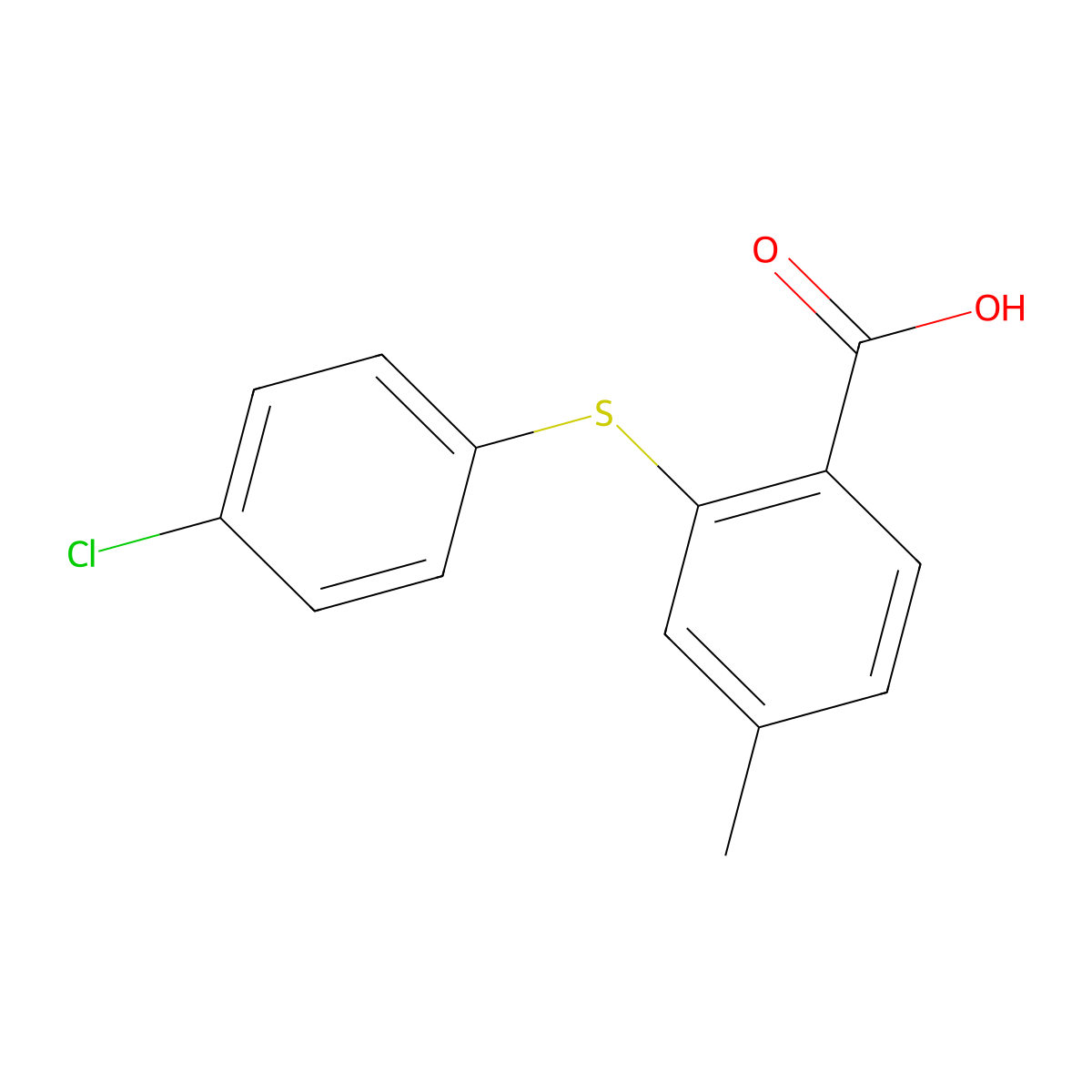 2-[(4-Chlorophenyl)sulfanyl]-4-methylbenzoic acid molecular structure, CAS 1274871-15-6
