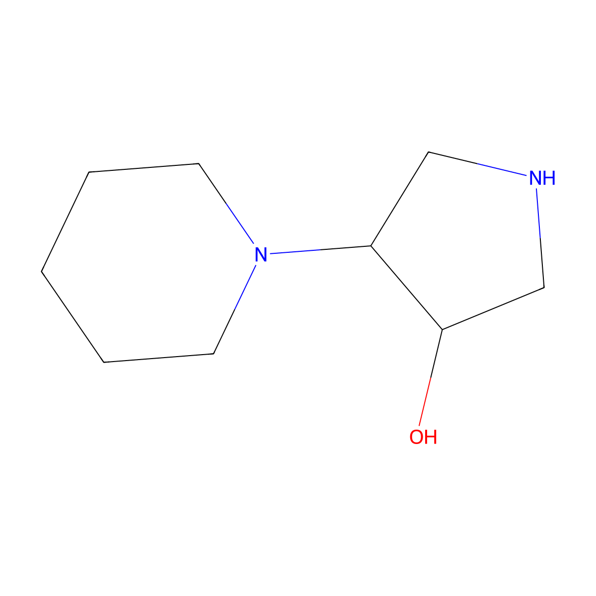 4-(1-Piperidinyl)-3-pyrrolidinol molecular structure, CAS 1274875-57-8
