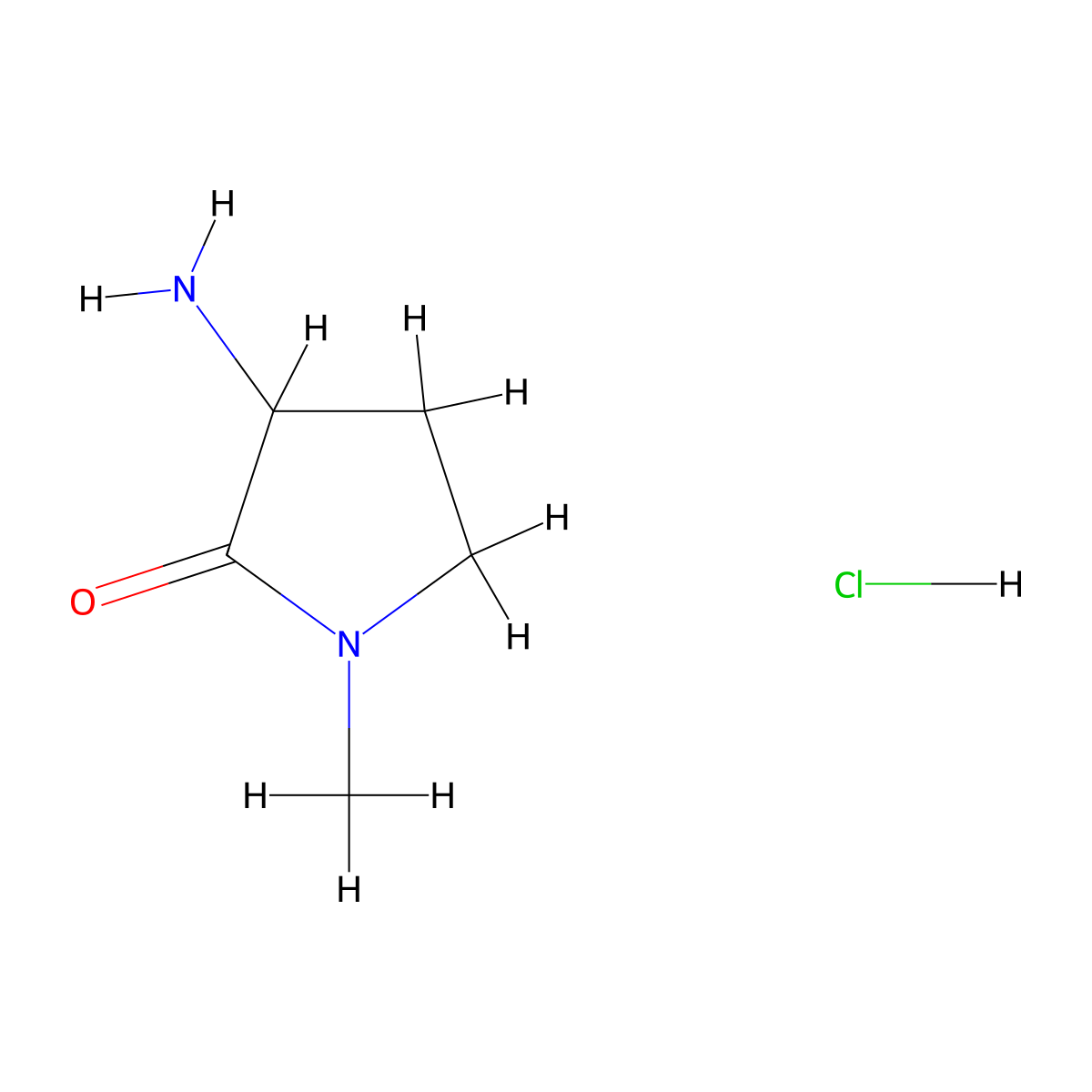 3-Amino-1-methylpyrrolidin-2-one hydrochloride molecular structure, CAS 1274891-78-9