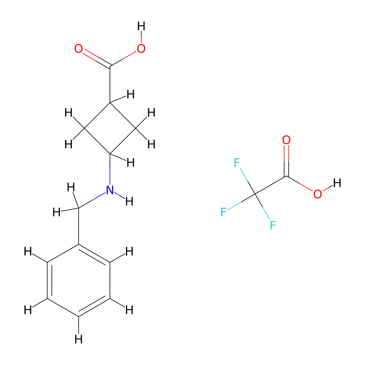 trans-3-[(Phenylmethyl)amino]cyclobutanecarboxylic acid tfa (1:1) molecular structure, CAS 1274891-82-5