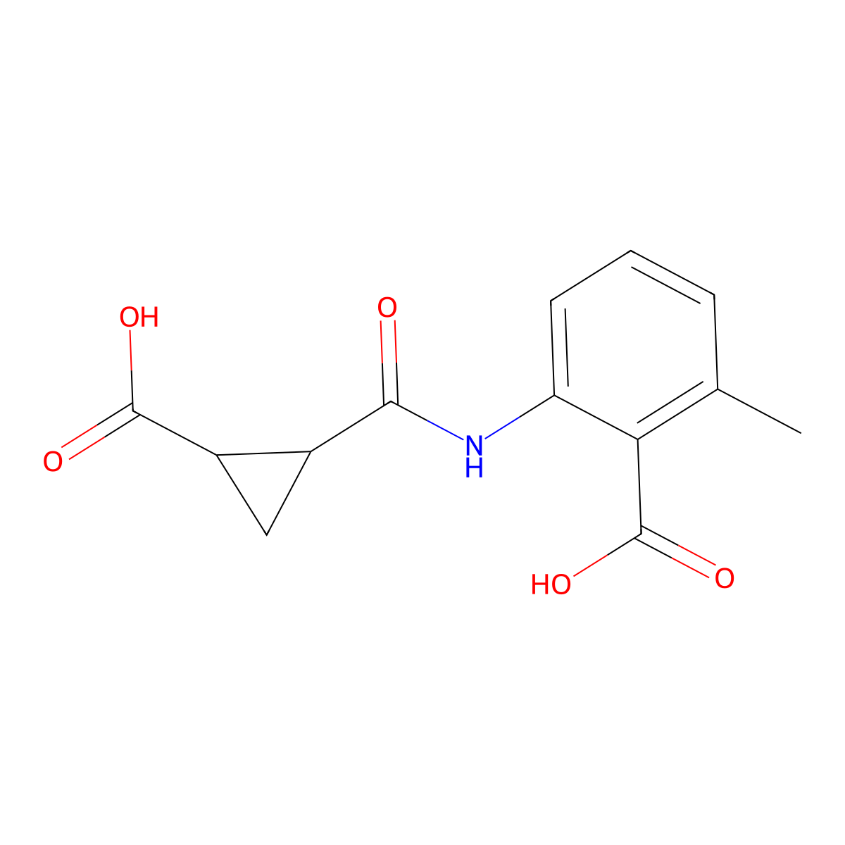 2-((2-Carboxycyclopropyl)carbonylamino)-6-methylbenzoic acid molecular structure, CAS 1274891-95-0