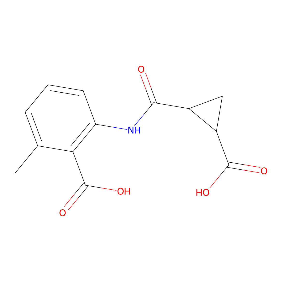 2-((2-Carboxycyclopropyl)carbonylamino)-6-methylbenzoic acid molecular structure, CAS 1274891-95-0