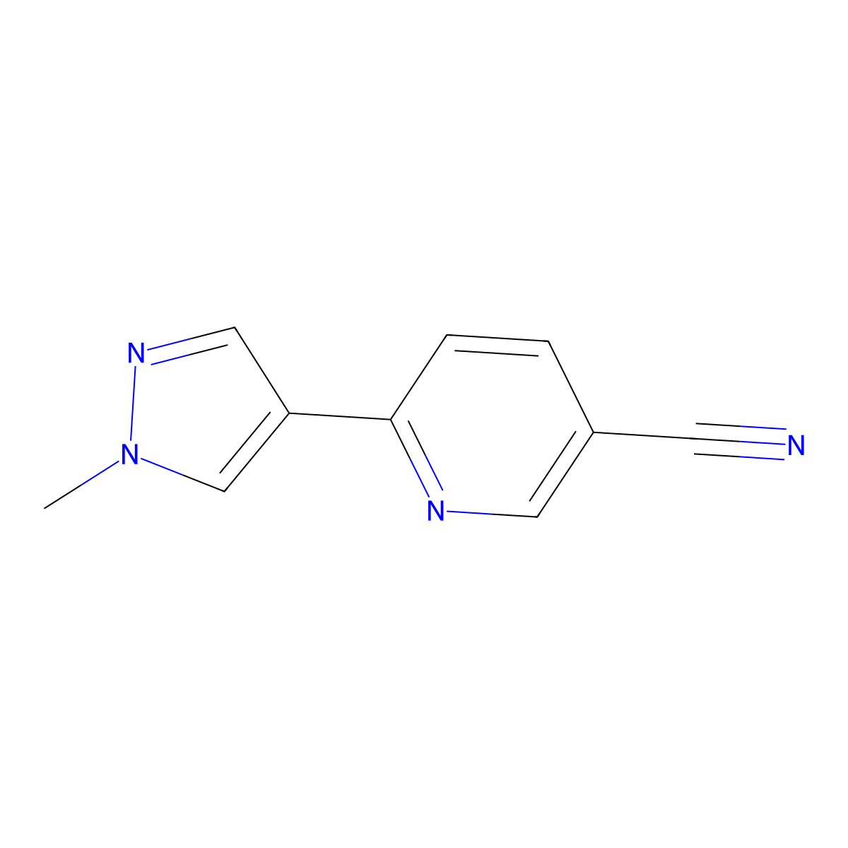 6-(1-Methyl-1H-pyrazol-4-yl)pyridine-3-carbonitrile molecular structure, CAS 1274893-20-7