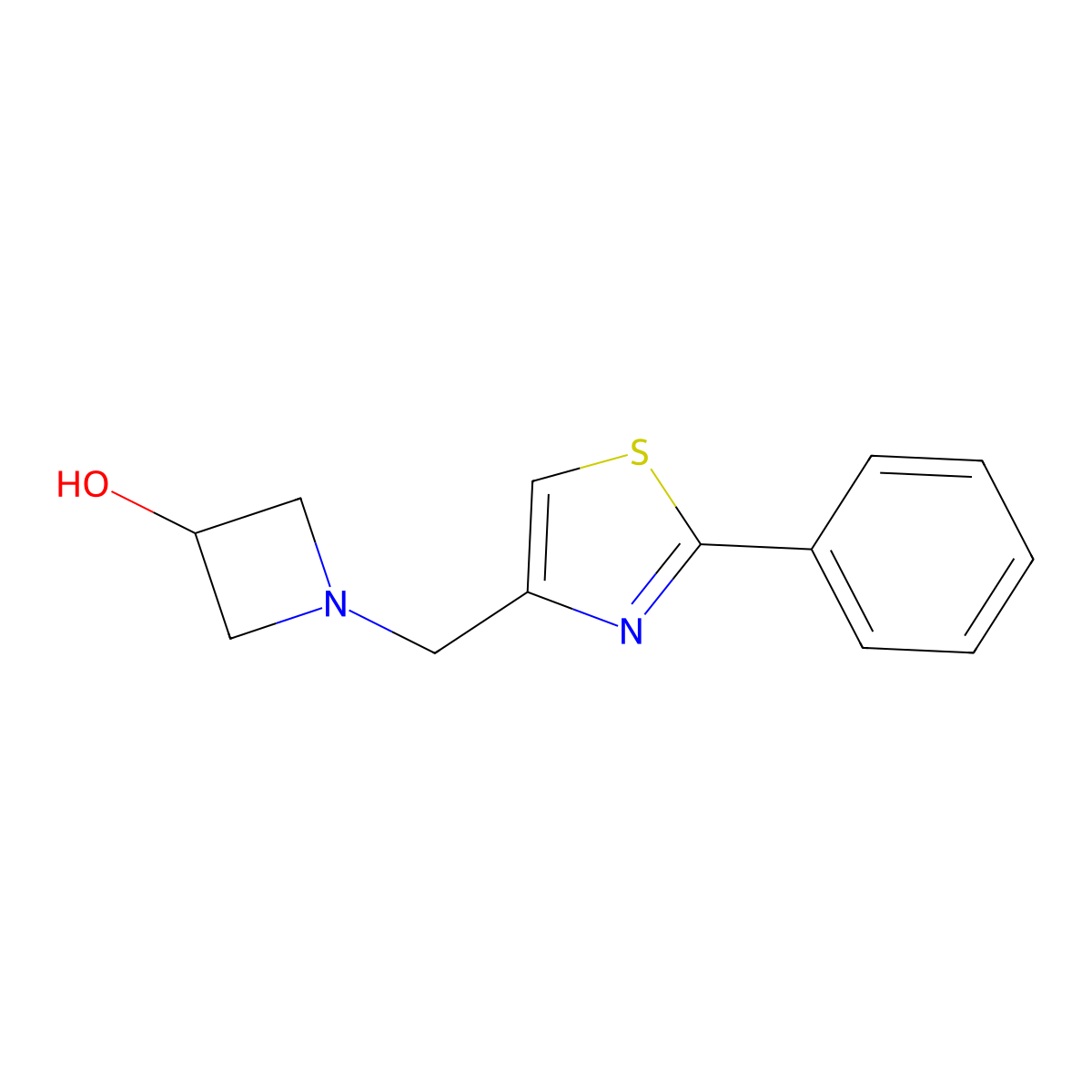 1-[(2-Phenyl-1,3-thiazol-4-yl)methyl]azetidin-3-ol molecular structure, CAS 1274901-69-7