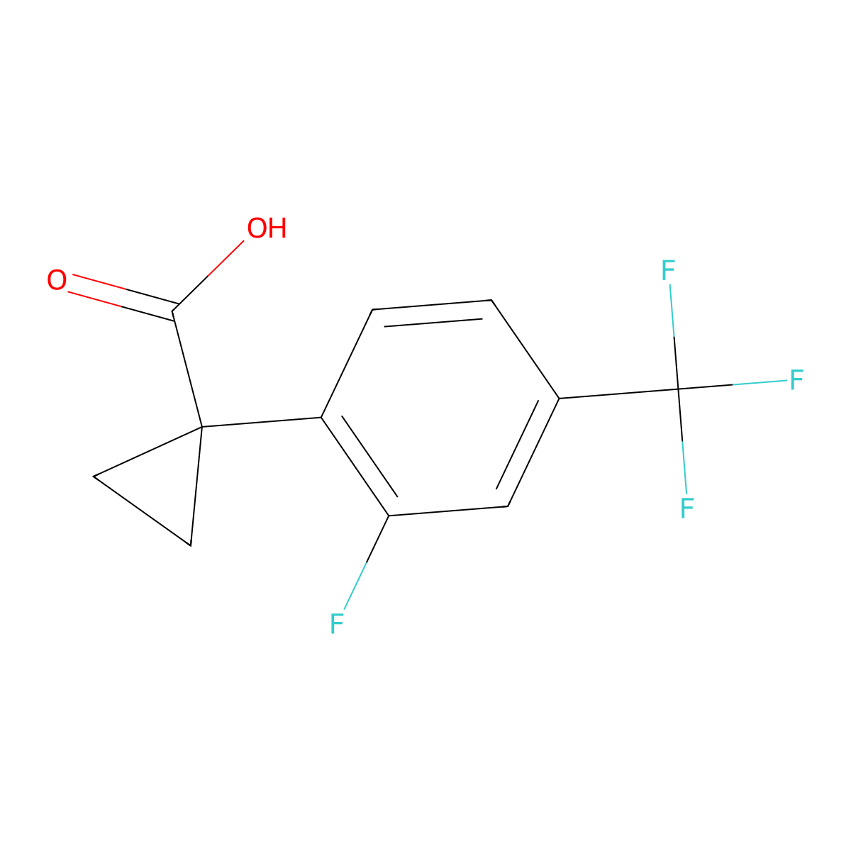 1-(2-Fluoro-4-(trifluoromethyl)phenyl)cyclopropanecarboxylic acid molecular structure, CAS 1274902-10-1