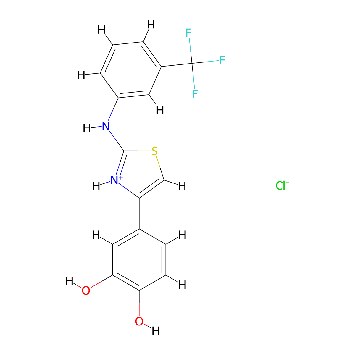4-(3,4-Dihydroxyphenyl)-2-[3-(trifluoromethyl)anilino]-1,3-thiazol-3-ium chloride molecular structure, CAS 1274903-94-4