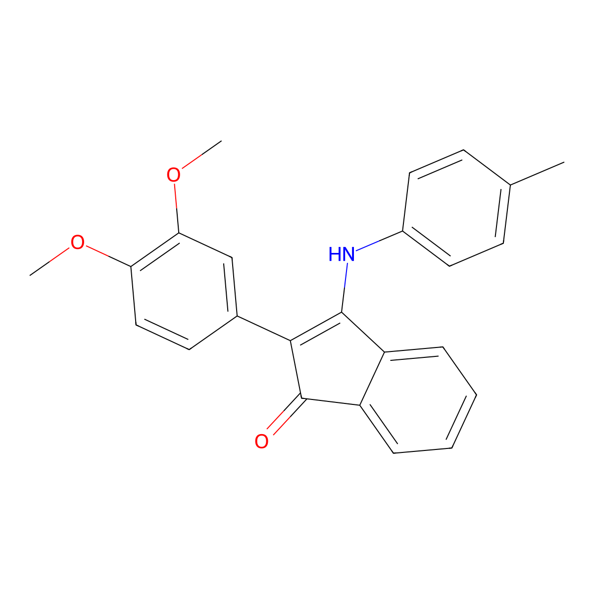 2-(3,4-Dimethoxyphenyl)-3-((4-methylphenyl)amino)inden-1-one molecular structure, CAS 1274904-20-9