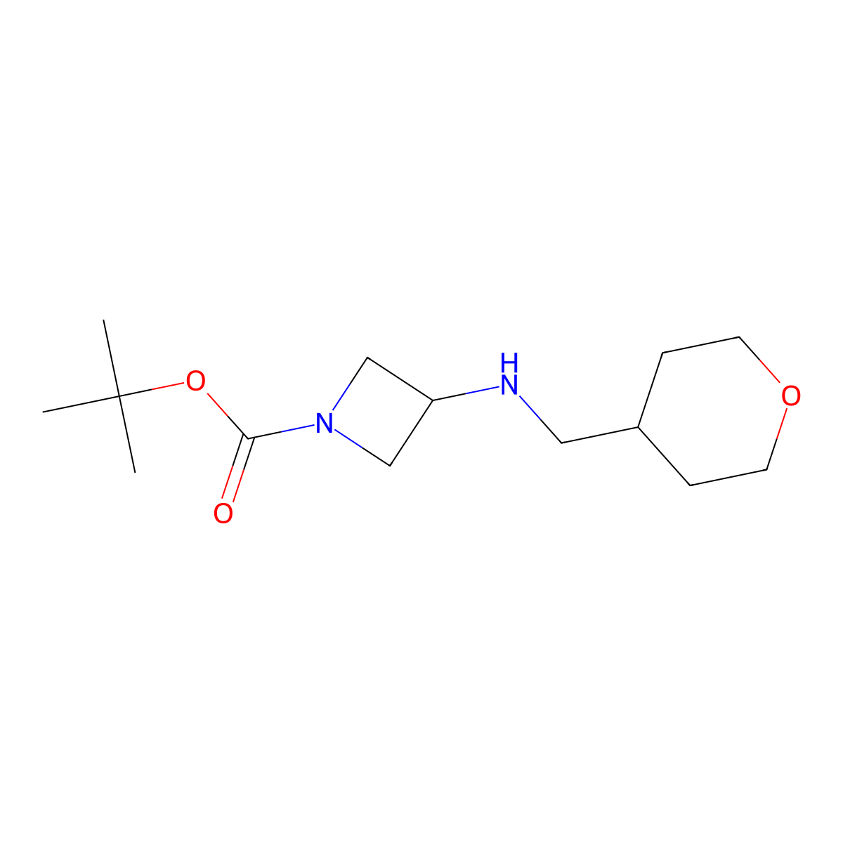 Tert-butyl 3-{[(oxan-4-yl)methyl]amino}azetidine-1-carboxylate molecular structure, CAS 1274908-97-2