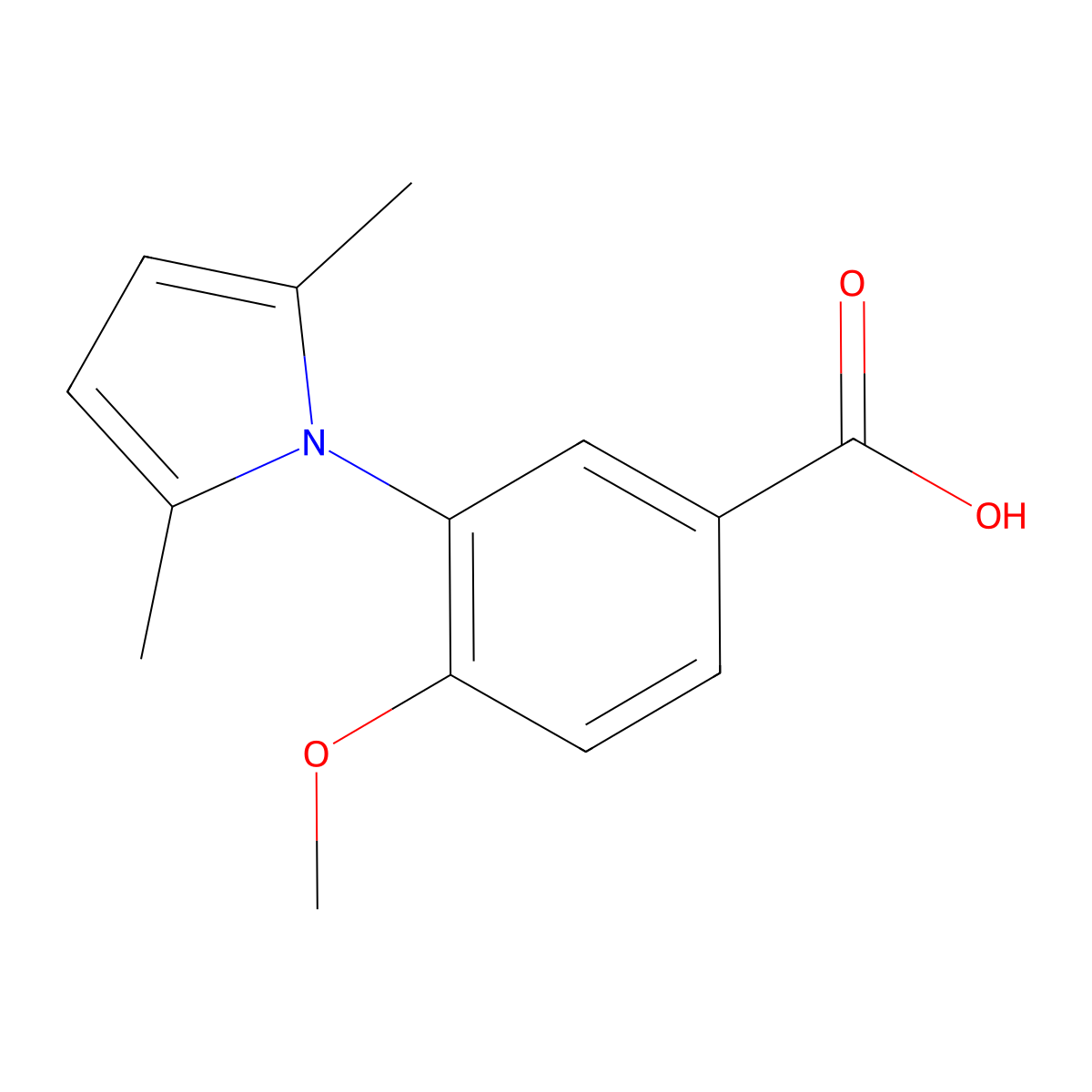 3-(2,5-dimethyl-1H-pyrrol-1-yl)-4-methoxybenzoic acid molecular structure, CAS 1274929-77-9
