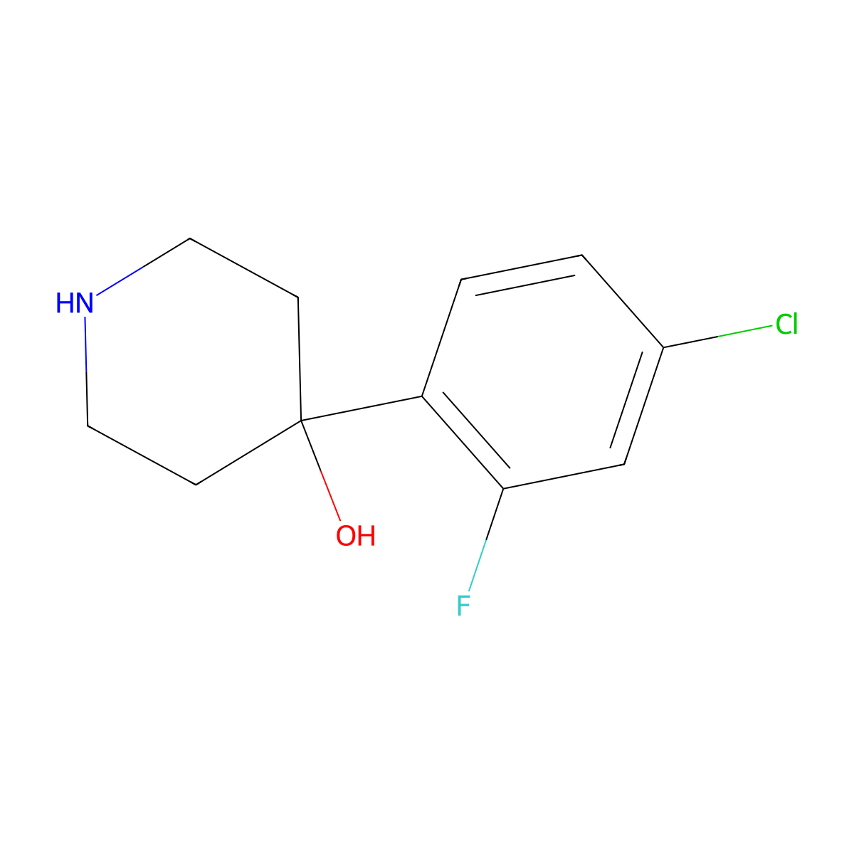 4-(4-Chloro-2-fluorophenyl)piperidin-4-ol molecular structure, CAS 1274933-79-7