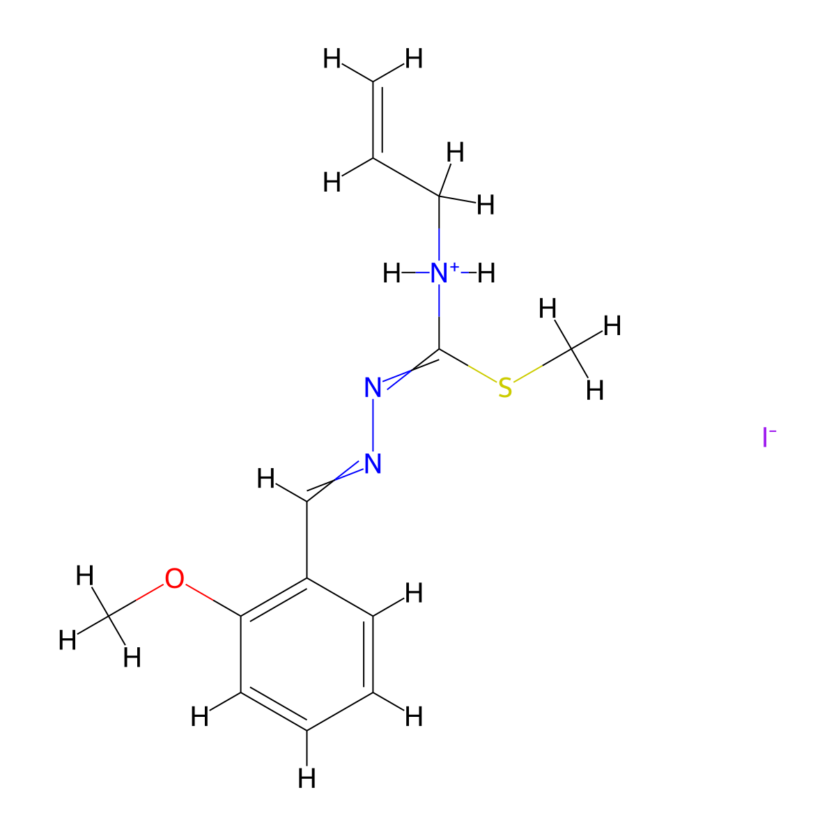 [N-[(2-Methoxyphenyl)methylideneamino]-C-methylsulfanylcarbonimidoyl]-prop-2-enylazanium;iodide molecular structure, CAS 1274948-46-7