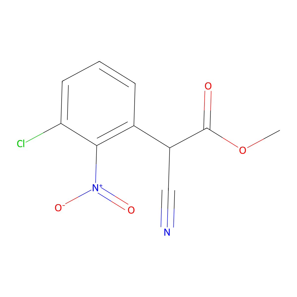 Methyl 2-(3-chloro-2-nitrophenyl)-2-cyanoacetate molecular structure, CAS 127500-23-6
