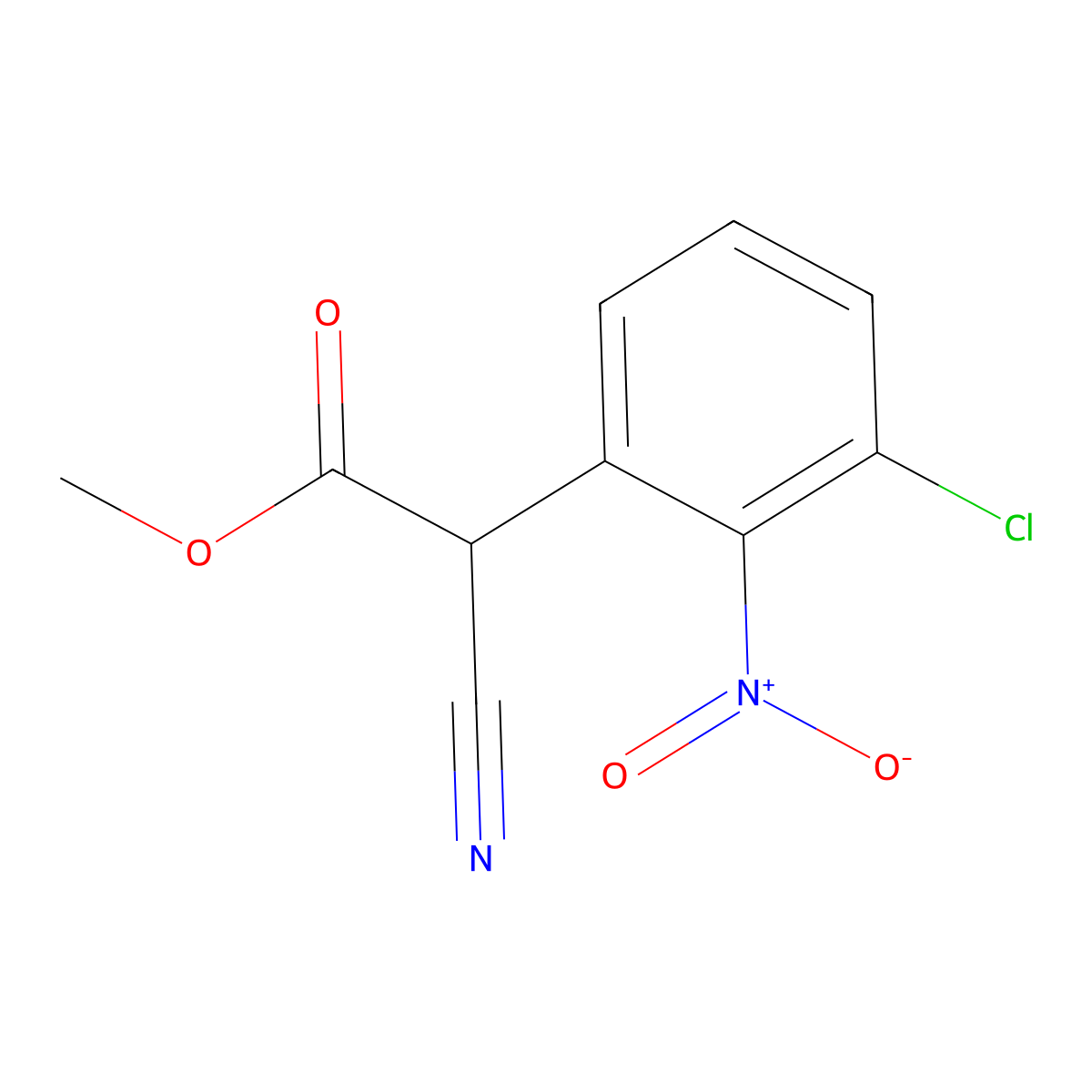 Methyl 2-(3-chloro-2-nitrophenyl)-2-cyanoacetate molecular structure, CAS 127500-23-6