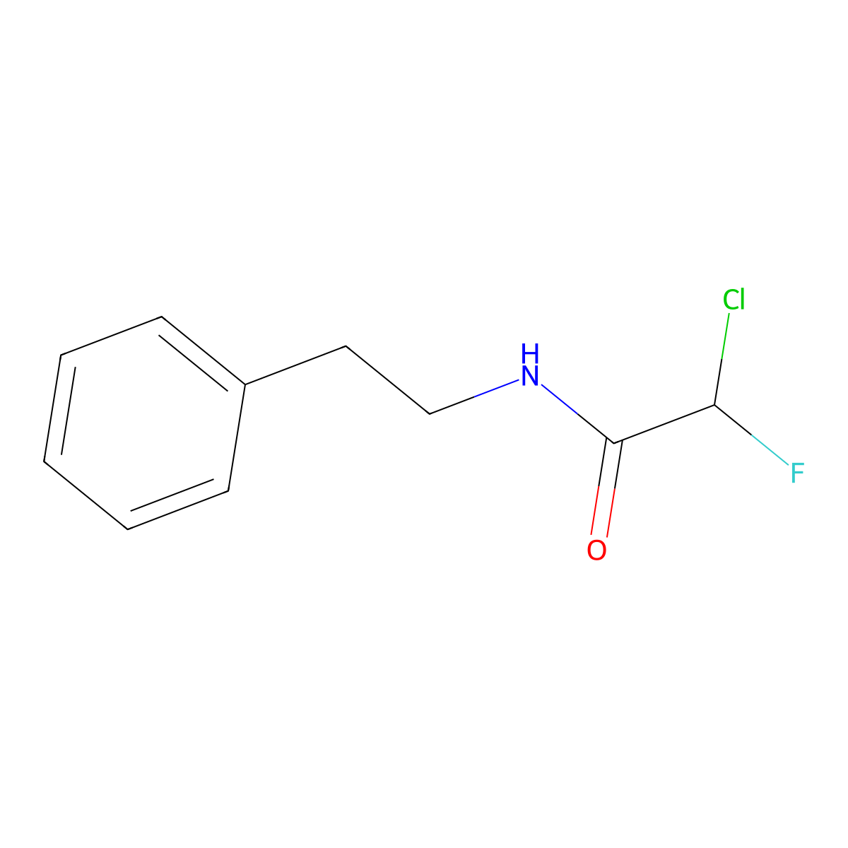 2-Chloro-2-fluoro-N-(2-phenylethyl)acetamide molecular structure, CAS 127500-37-2