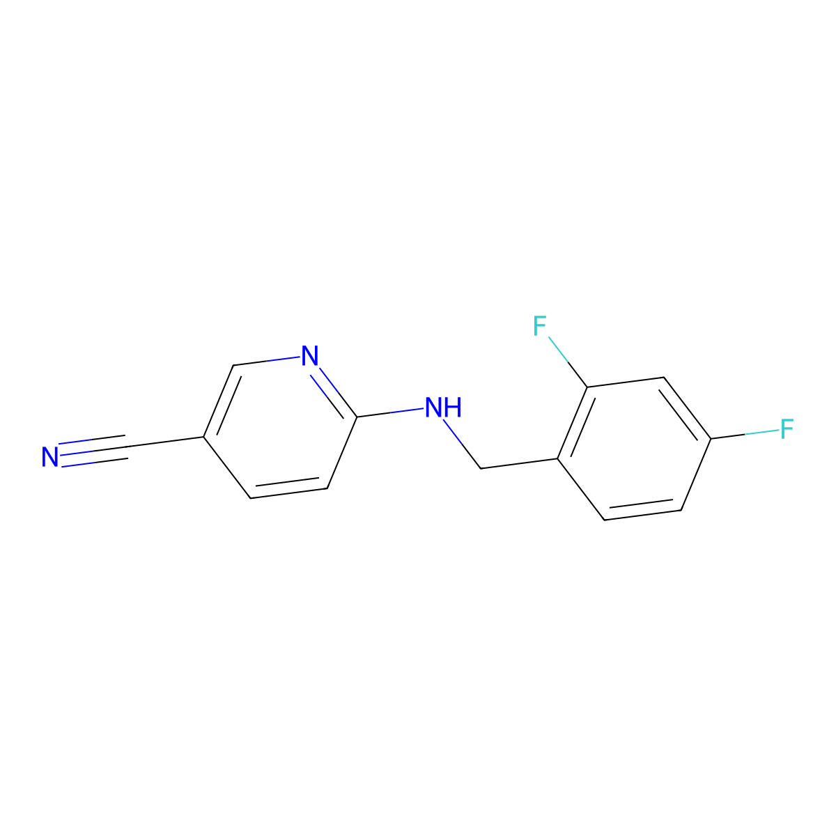 6-{[(2,4-Difluorophenyl)methyl]amino}pyridine-3-carbonitrile molecular structure, CAS 1275036-85-5
