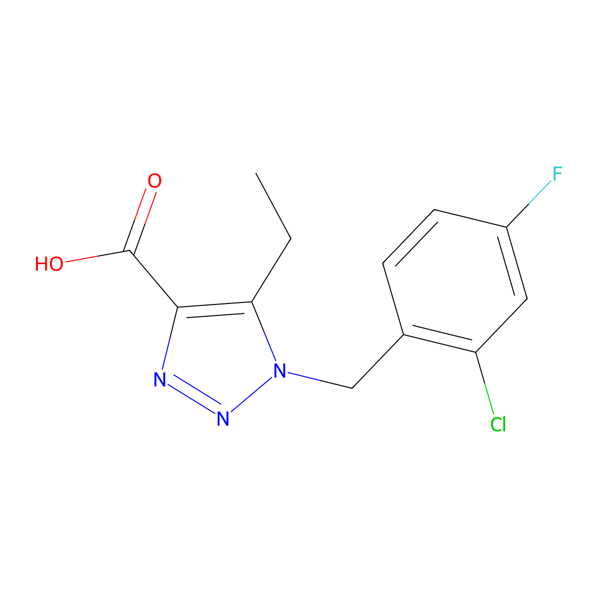 1-(2-chloro-4-fluorobenzyl)-5-ethyl-1H-1,2,3-triazole-4-carboxylic acid molecular structure, CAS 1275068-91-1