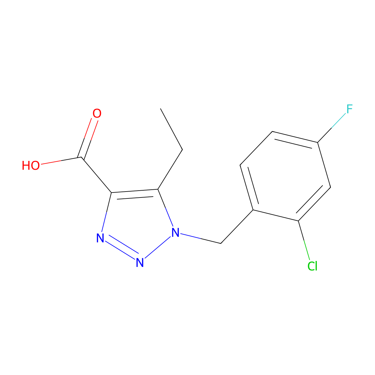 1-(2-chloro-4-fluorobenzyl)-5-ethyl-1H-1,2,3-triazole-4-carboxylic acid molecular structure, CAS 1275068-91-1