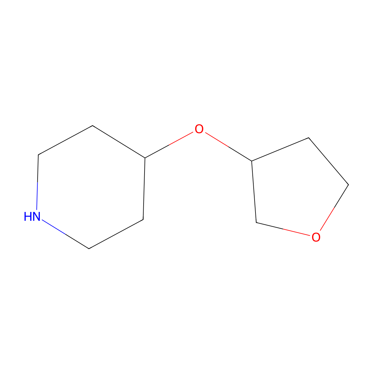 4-(Oxolan-3-yloxy)piperidine molecular structure, CAS 1275075-62-1