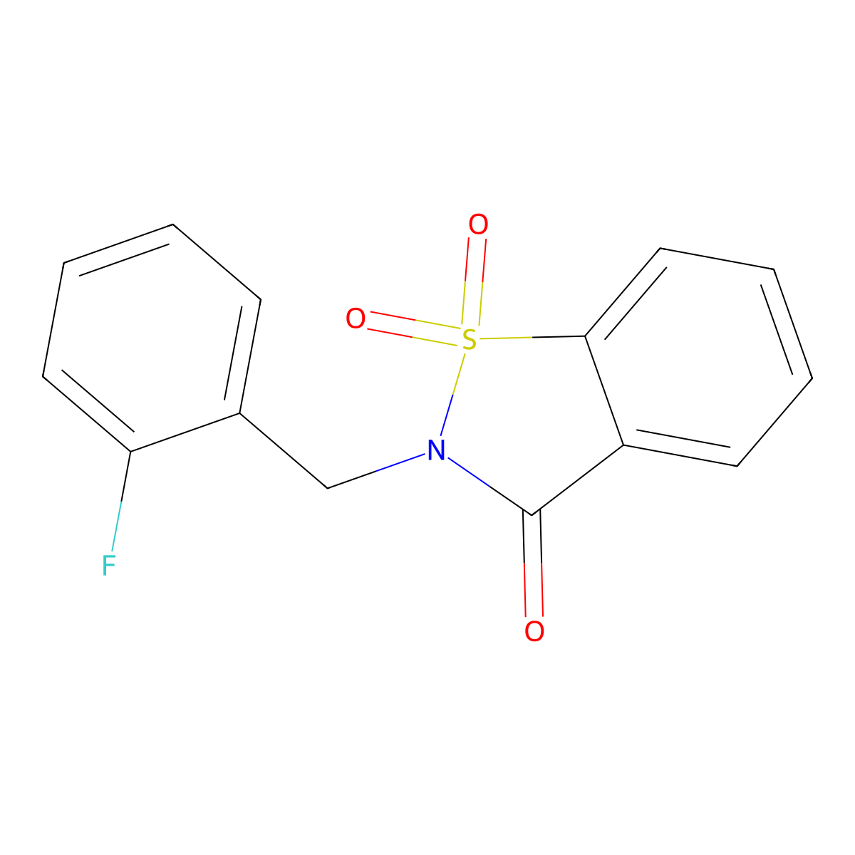 2-[(2-Fluorophenyl)methyl]-2,3-dihydro-1lambda6,2-benzothiazole-1,1,3-trione molecular structure, CAS 127511-41-5