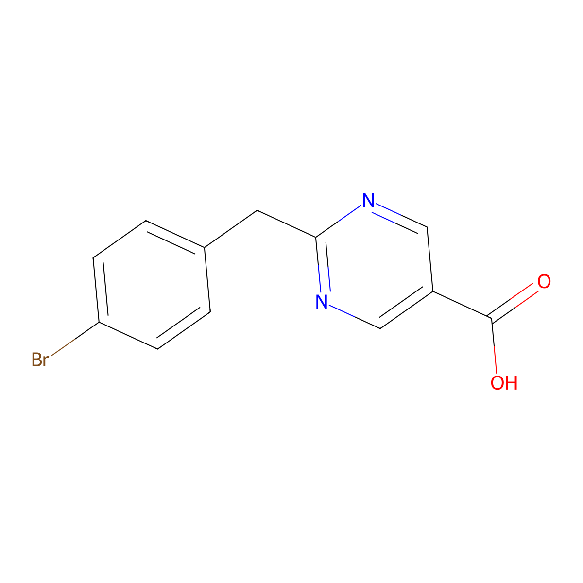 2-(4-Bromobenzyl)pyrimidine-5-carboxylic acid molecular structure, CAS 1275130-26-1