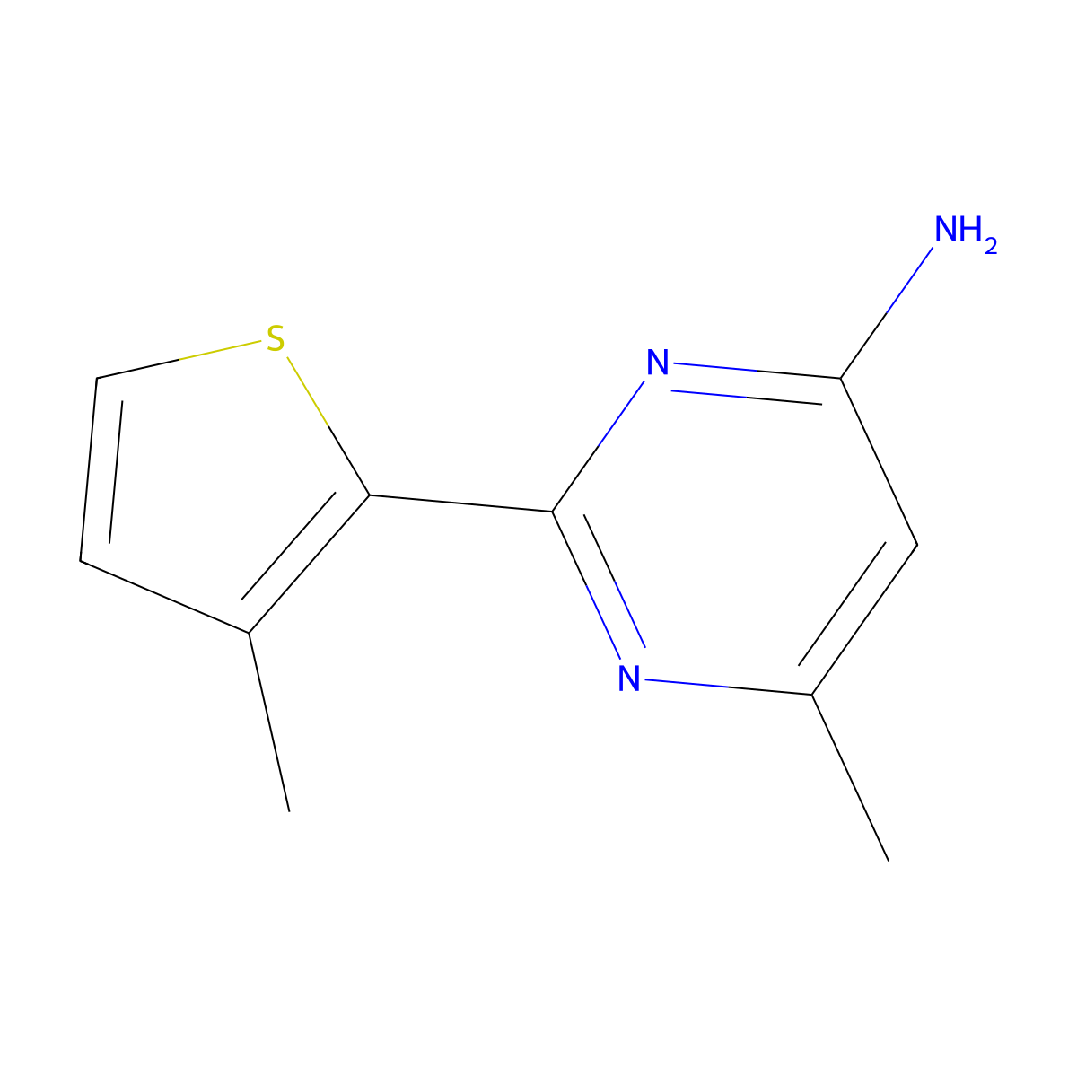 6-Methyl-2-(3-methylthiophen-2-yl)pyrimidin-4-amine molecular structure, CAS 1275179-50-4