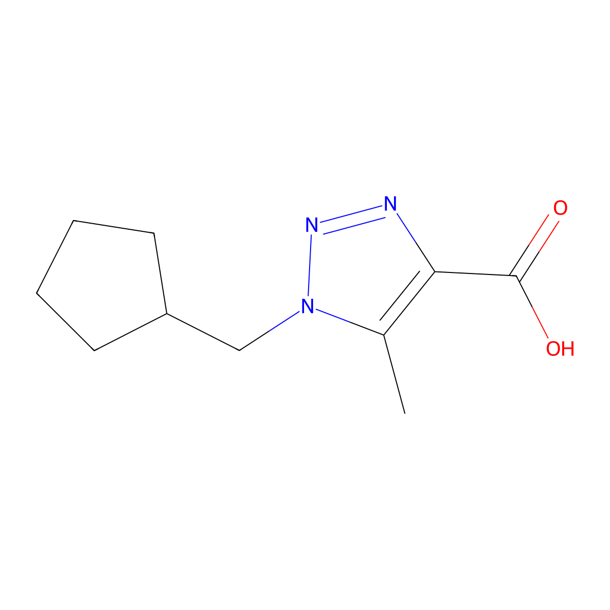 1-(cyclopentylmethyl)-5-methyl-1H-1,2,3-triazole-4-carboxylic acid molecular structure, CAS 1275179-64-0