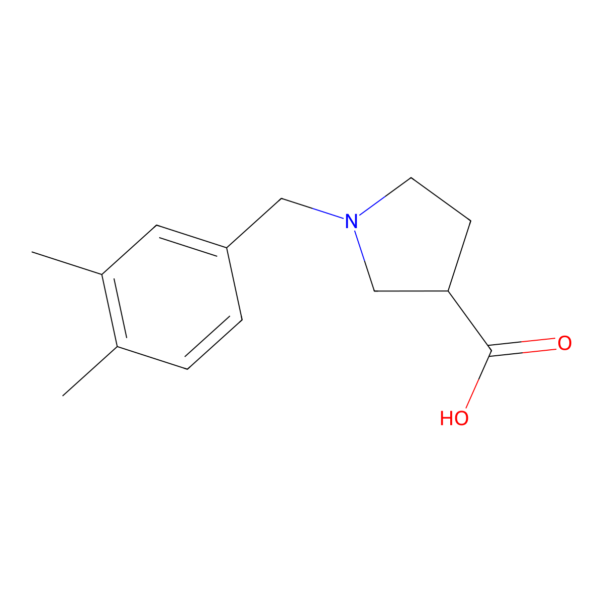 1-(3,4-Dimethylbenzyl)pyrrolidine-3-carboxylic acid molecular structure, CAS 1275184-52-5