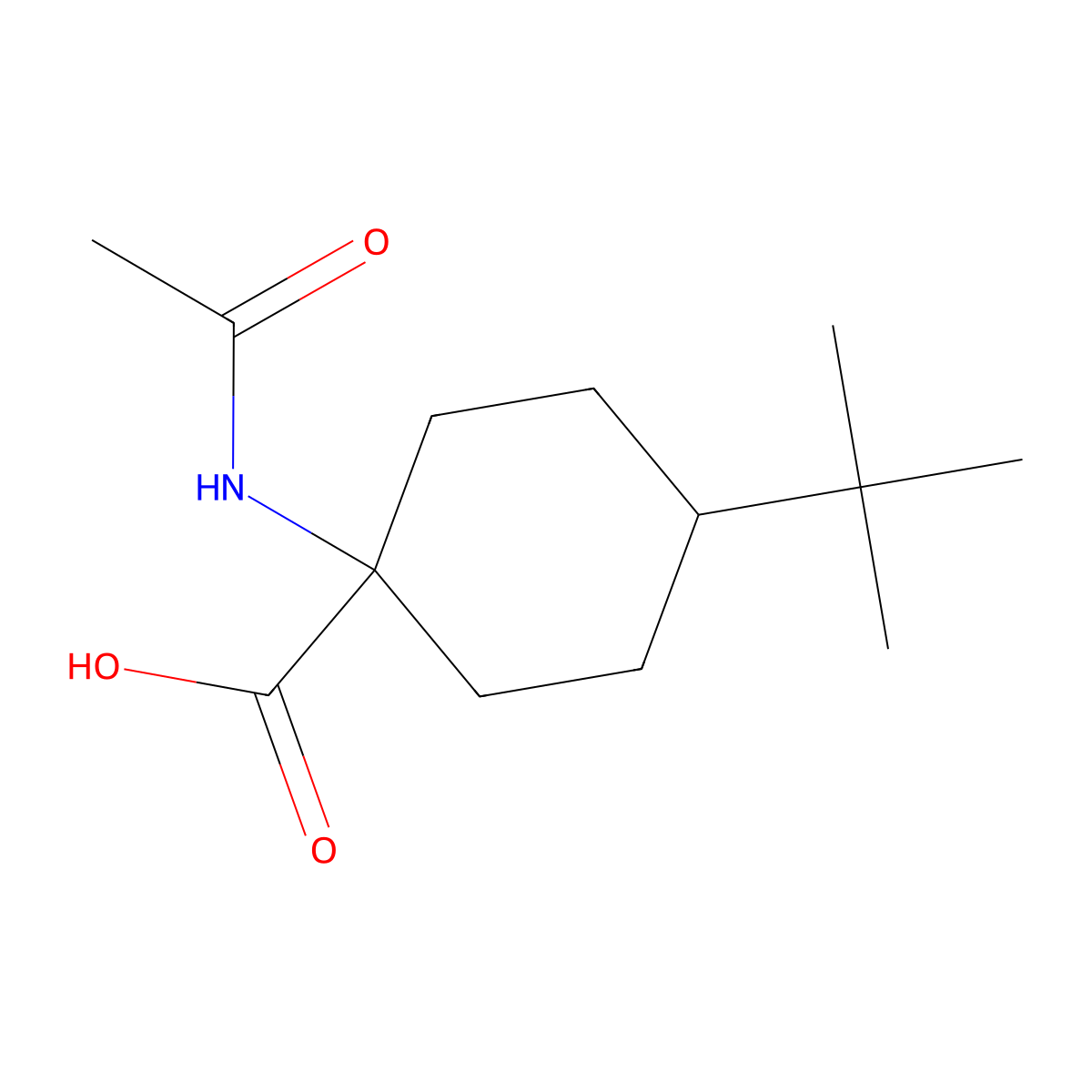 4-Tert-butyl-1-acetamidocyclohexane-1-carboxylic acid molecular structure, CAS 1275192-23-8