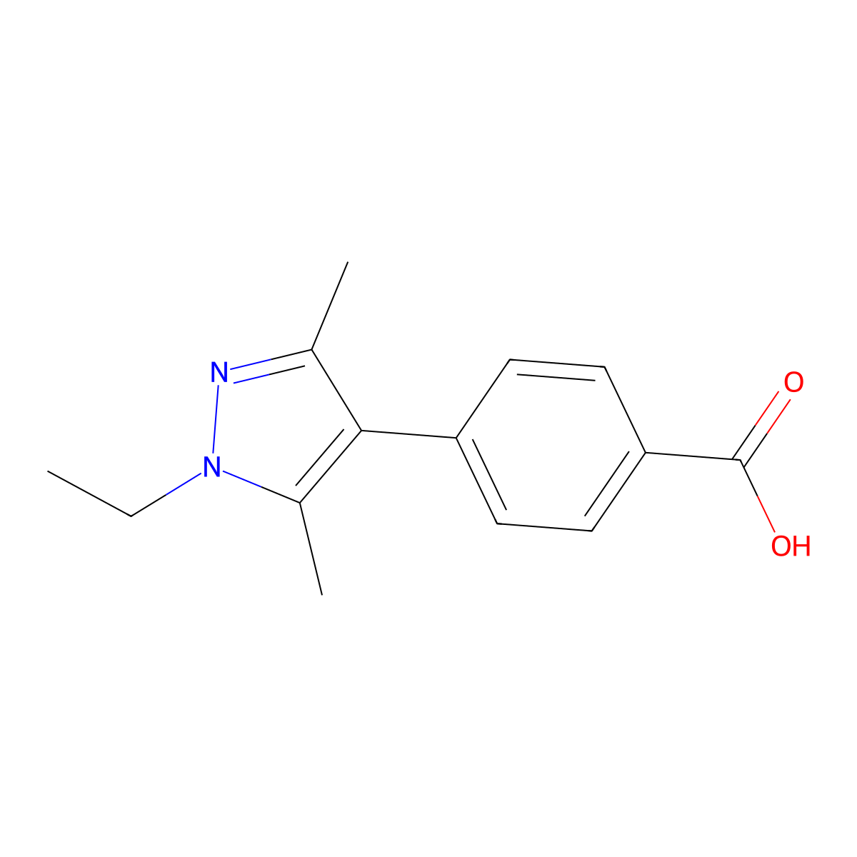 4-(1-Ethyl-3,5-dimethyl-1H-pyrazol-4-yl)benzoic acid molecular structure, CAS 1275210-45-1