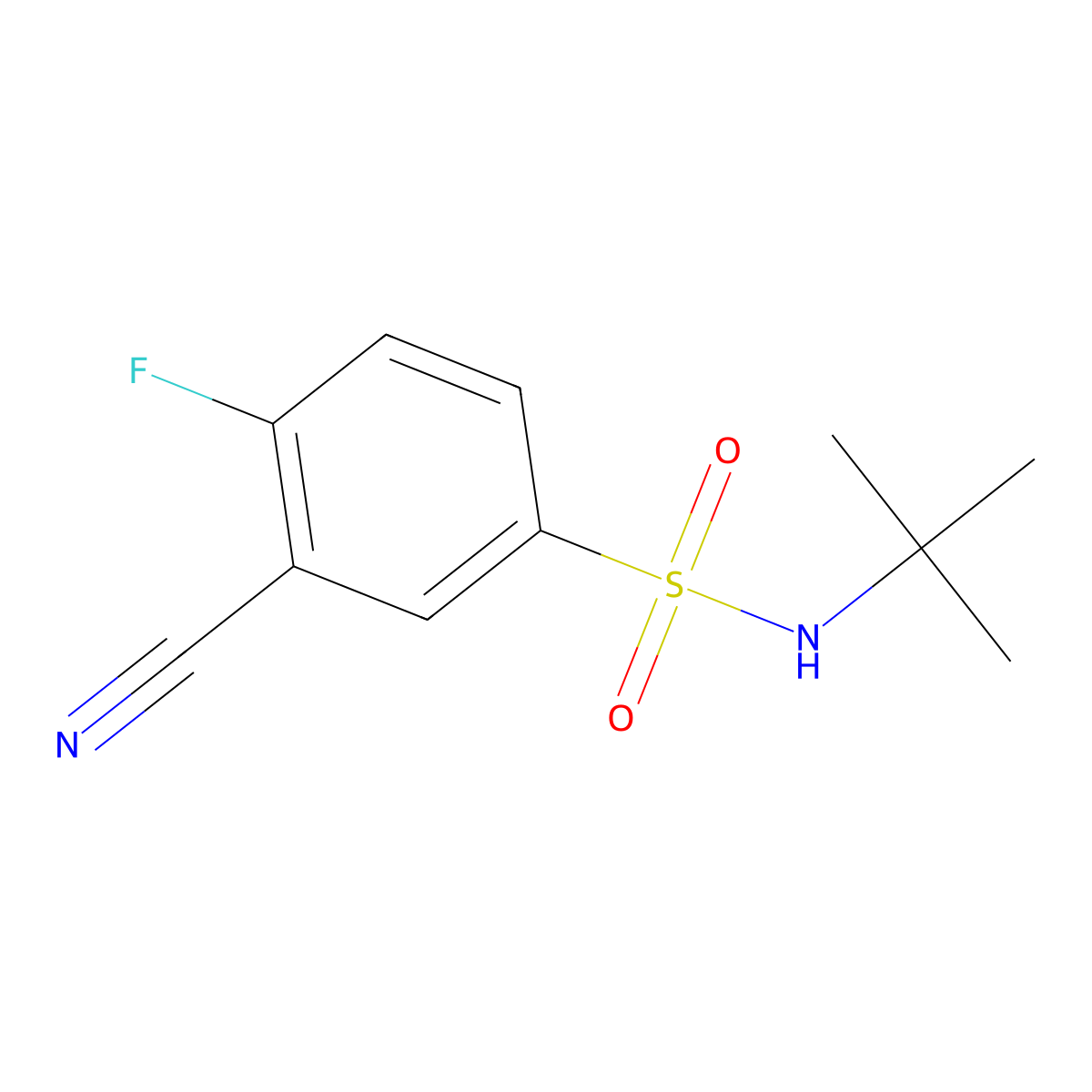 N-tert-butyl-3-cyano-4-fluorobenzene-1-sulfonamide molecular structure, CAS 1275247-89-6
