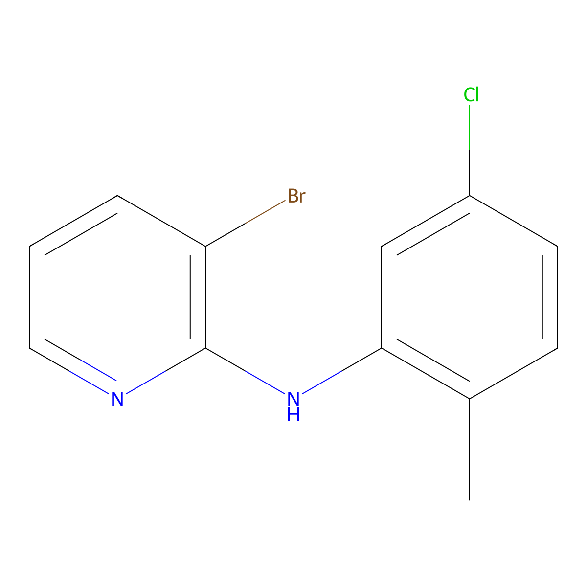 3-bromo-N-(5-chloro-2-methylphenyl)pyridin-2-amine molecular structure, CAS 1275259-37-4