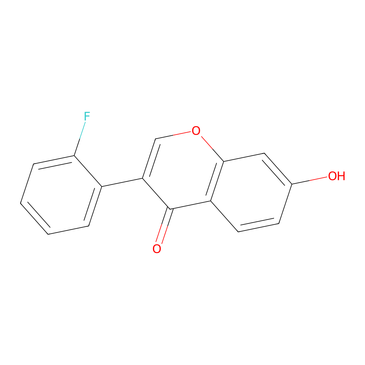 4H-1-Benzopyran-4-one, 3-(2-fluorophenyl)-7-hydroxy- molecular structure, CAS 127526-39-0