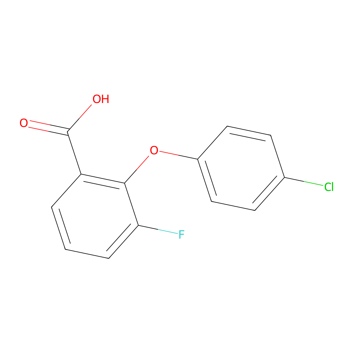 2-(4-Chlorophenoxy)-3-fluorobenzoic acid molecular structure, CAS 1275262-05-9