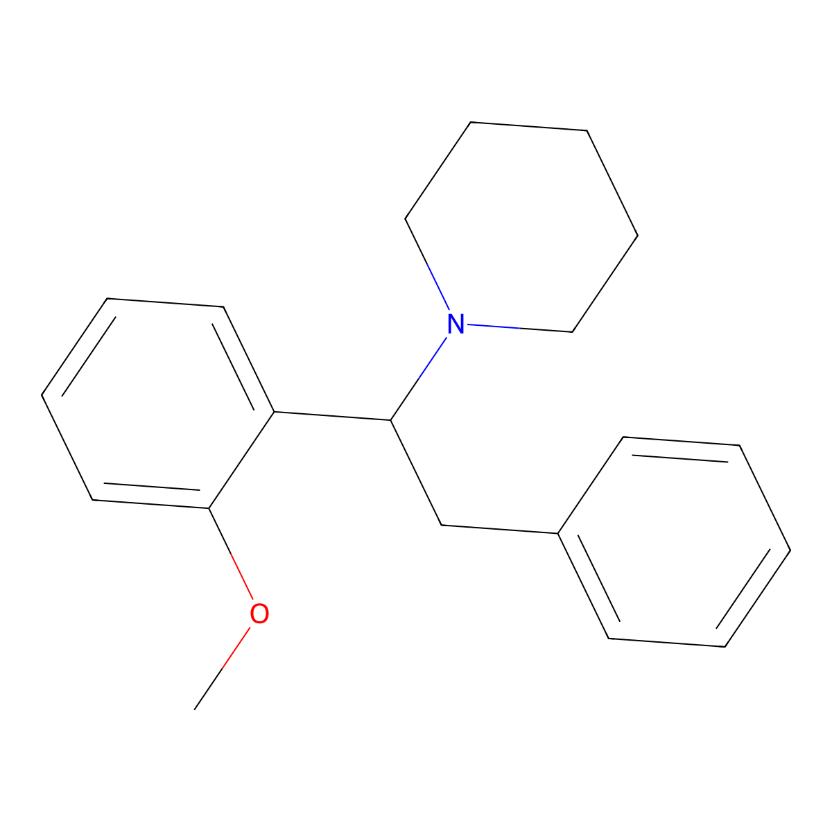 1-(1-(2-Methoxyphenyl)-2-phenylethyl)piperidine molecular structure, CAS 127529-46-8