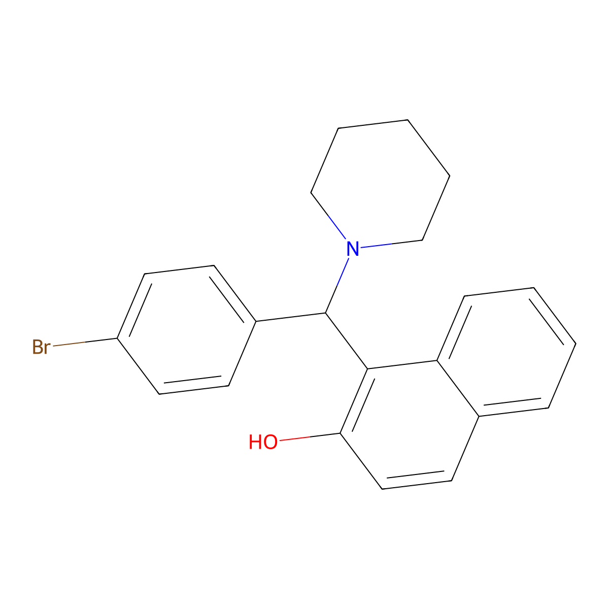 1-[(4-Bromophenyl)(piperidin-1-yl)methyl]naphthalen-2-ol molecular structure, CAS 127530-22-7